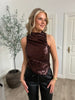 Lucce Brown sequin top