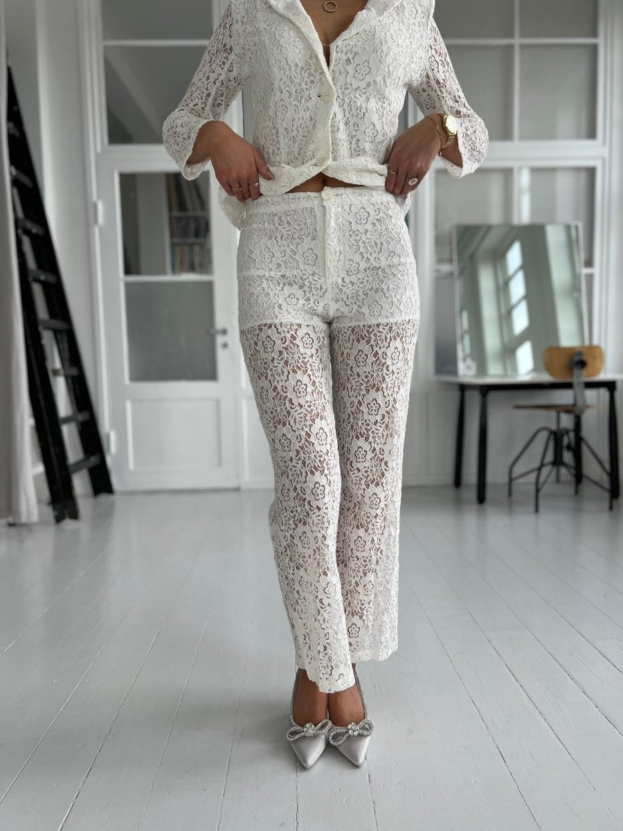 Lucce white lace pants - Aaberg DK