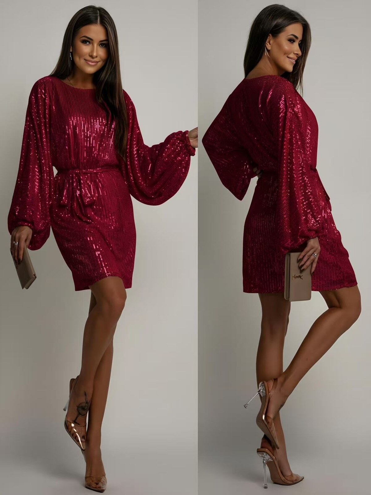 Issy bordeaux glimmer kjole