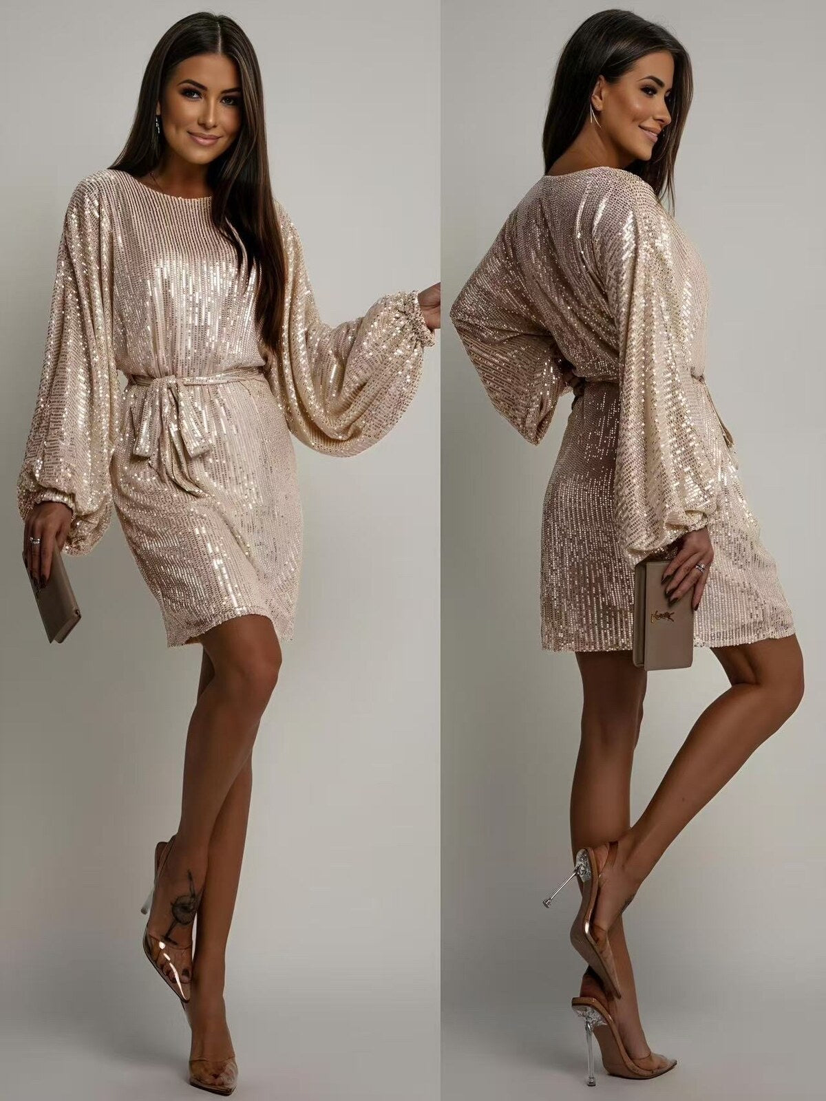 Issy gylden glimmer kjole