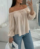 Syma beige off-shoulder blouse