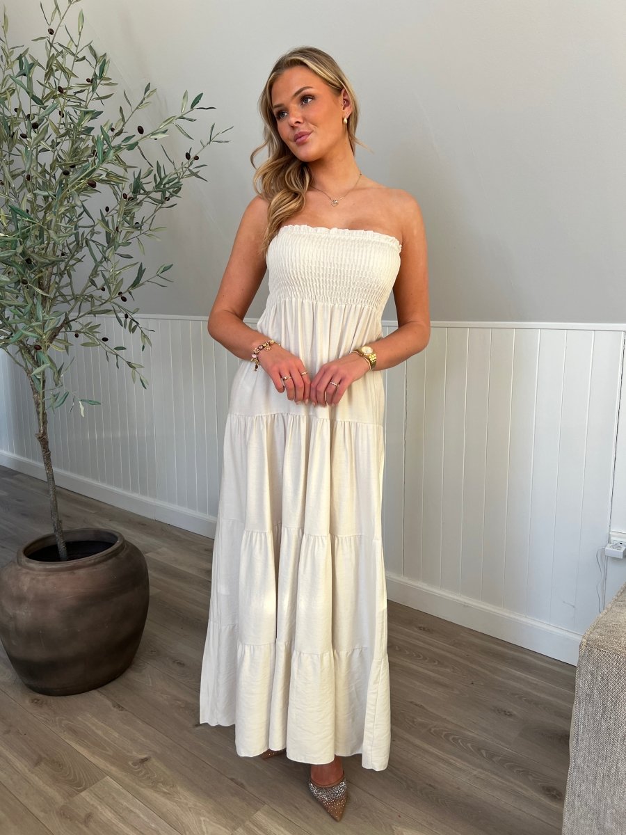 Syma beige summer dress - Aaberg DK